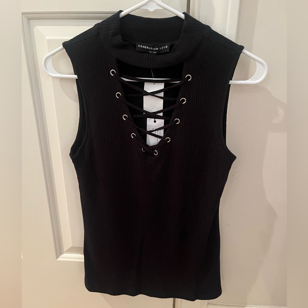 Generation Love Black Cara Mock Neck Tank
